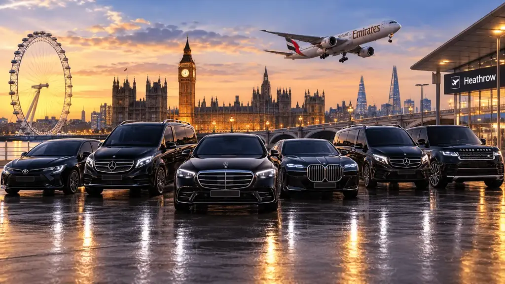 Toyota Corolla, Mercedes V-Class, Mercedes S Class, BMW i7 and Range Rover Autobiography